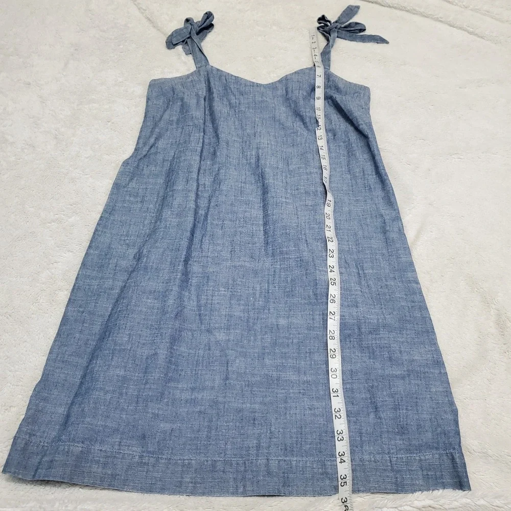 J. Crew Blue Cotton Shoulder Tied Casual Dress Small Boho  Country Capsule Basic - Picture 6 of 8